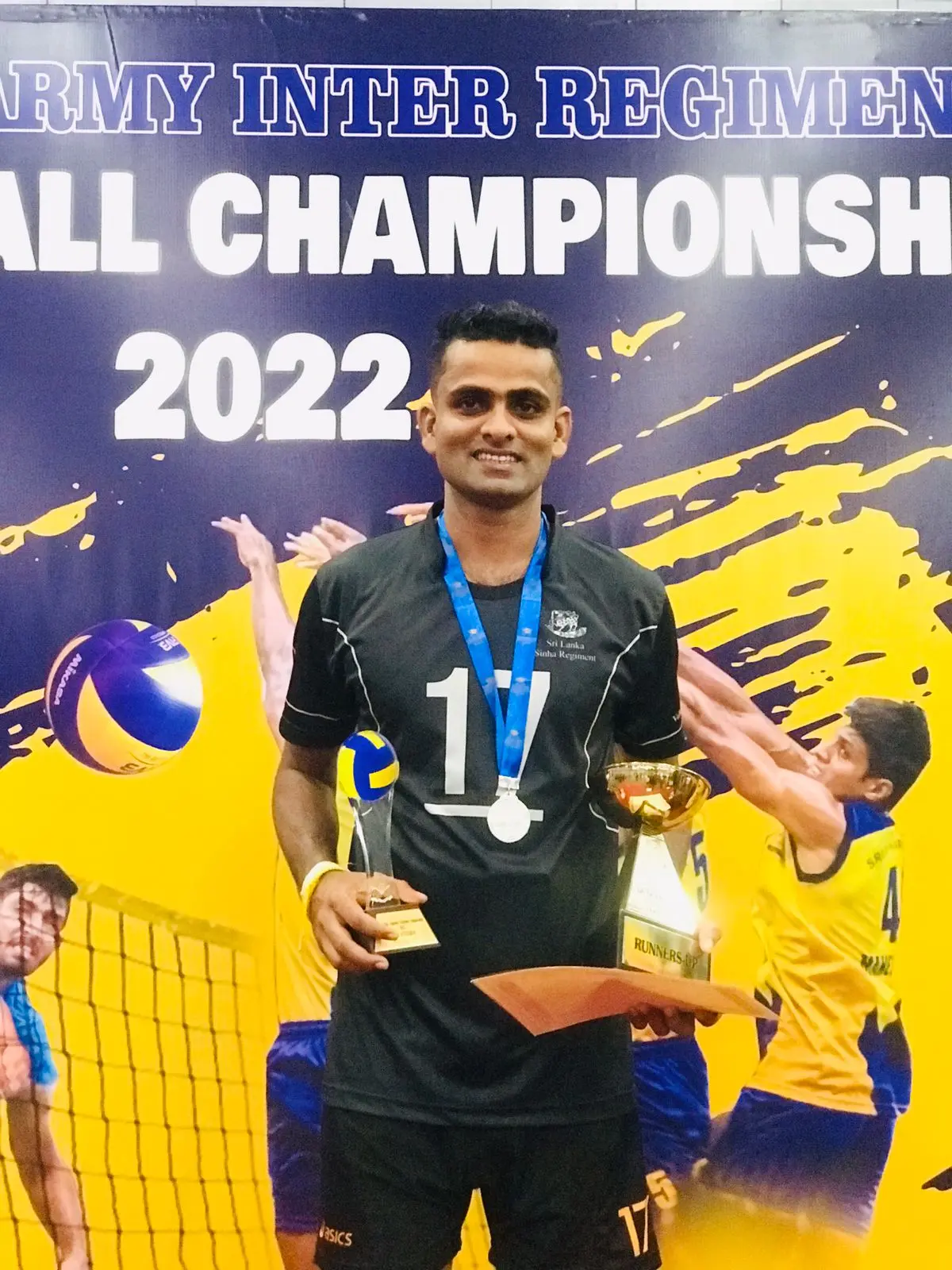 Isuru in Sri Lanka Army volleyball uniform