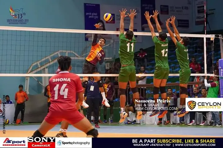 Sri Lanka in volleyball action at the South Asian Games